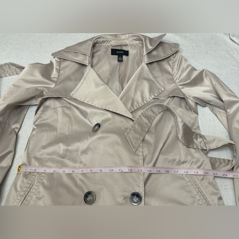 Alfani Shiny Trench Coat in Light Beige - Picture 7 of 12